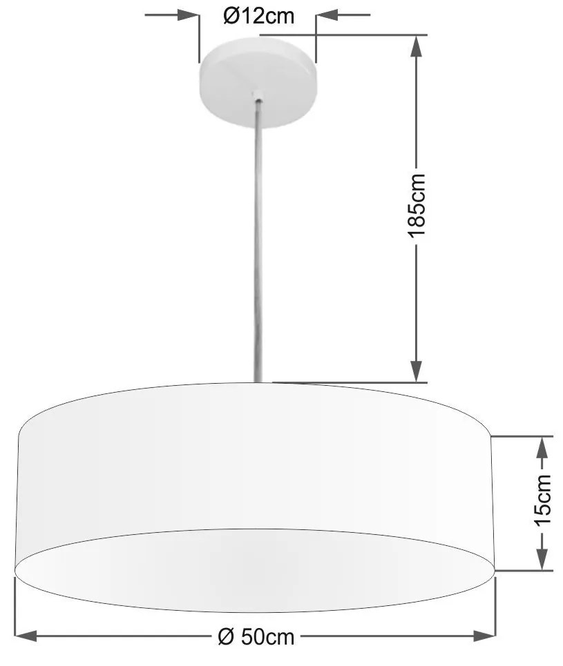 Lustre Pendente Cilíndrico Vivare Md-4217 Cúpula em Tecido 50x15cm - Bivolt