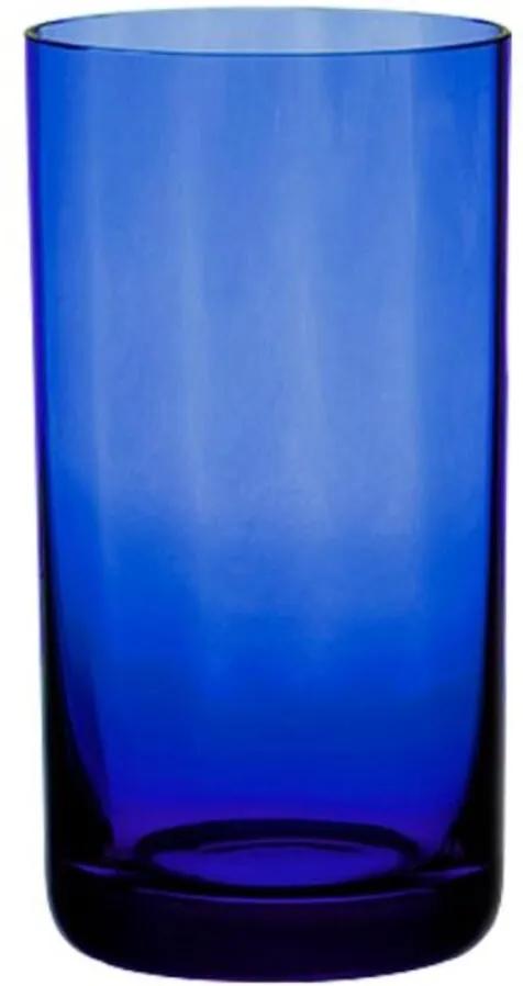 Jogo de 6 Copos Coloridos De Cristal Água 235ml Azul Escuro
