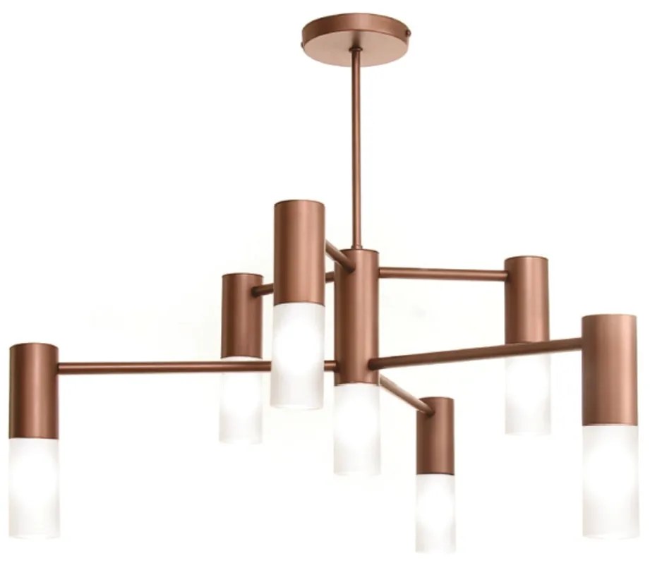 Plafon Fence Haste Fixa Vidro Tubo Ø60X60Cm 7Xg9 - Old Artisan Plf-564... (PRETO / DOURADO BRILHO)