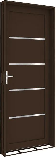 Porta Social de Aço de Abrir com Friso e Puxador Bronze Abertura Esquerda - 215x85x14cm - 3546 - Vitrolar - Vitrolar
