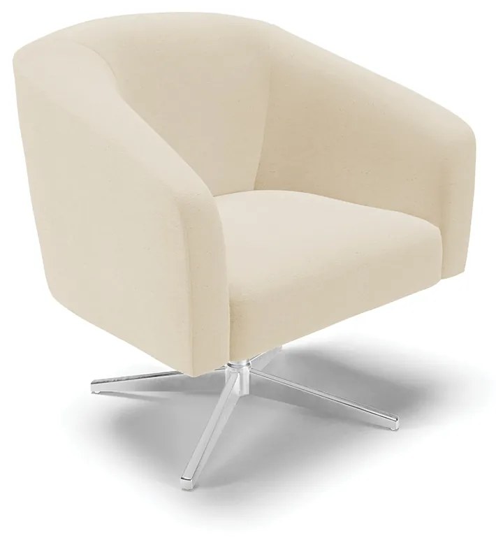 Poltrona Decorativa Giratória Cromada Stella Linho D03 - D'Rossi - A19 Bege