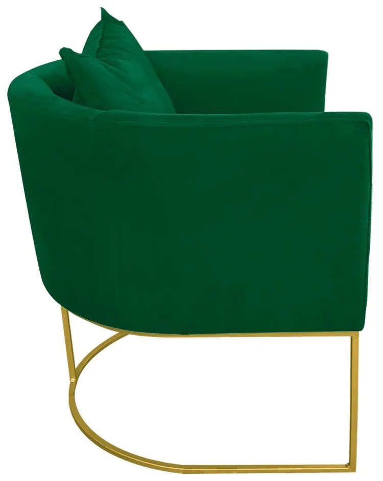 Poltrona Paola Suede Verde Base Metálica Dourado - D'Rossi