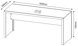 Mesa para Home Office de 163 cm de Largura ME4109 Carvalho - Tecno Mob