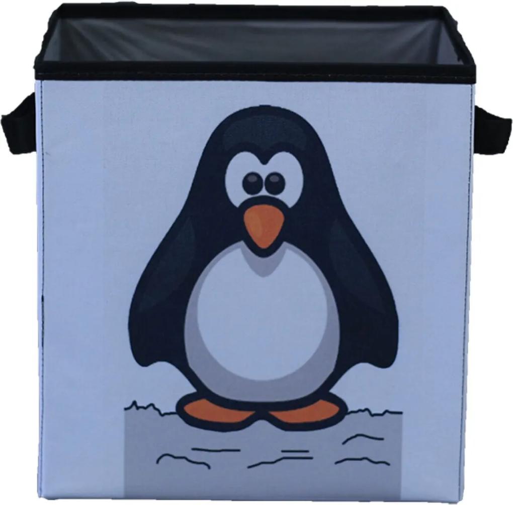 Caixa Organizadora de Brinquedos Organibox Pinguim Branca/Preta