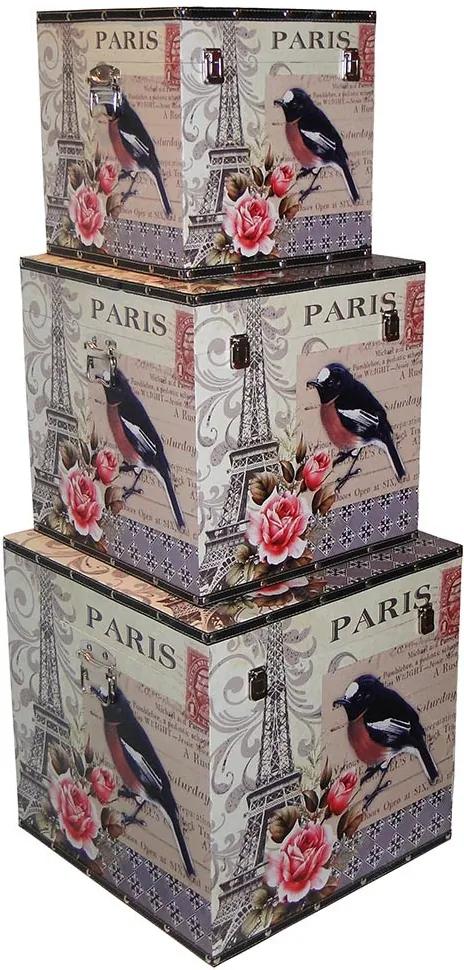 Caixas Box Storage 3 Peças Paris Fullway - 44x44 cm