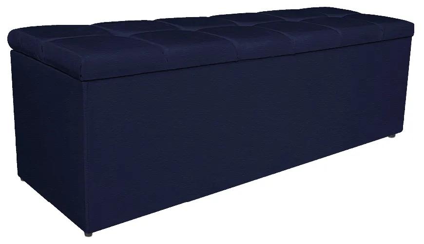 Calçadeira Estofada Manchester 195 cm King Size Corano Azul Marinho - ADJ Decor
