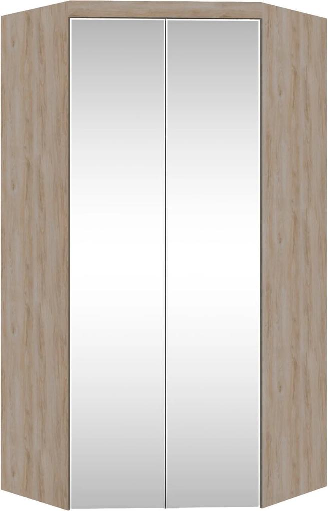 Guarda-Roupa Canto Closet Virtual 2 Portas Com Espelho E Gavetas Cedro Robel