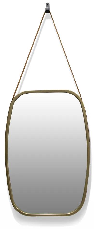 Espelho Decorativo Retangular com Moldura de Plastíco Dourado Alça Caramelo 65x43,5 cm - D'Rossi