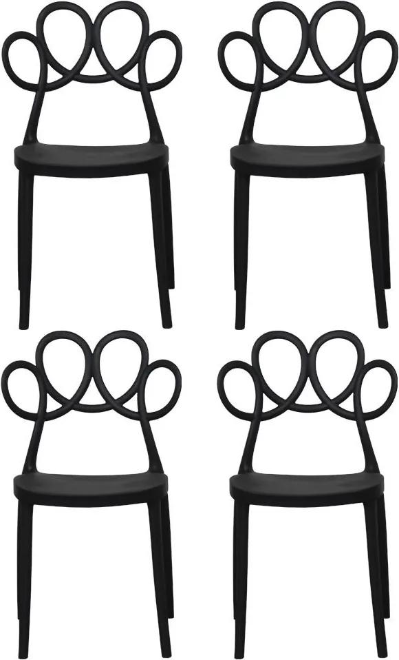 Kit 04 Cadeiras Decorativas para Cozinha Laço Preto - Gran Belo