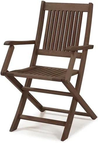 Cadeira Dobrável com Braços para Áreas Externas em Madeira Eucalipto - Maior Durabilidade - Nogueira