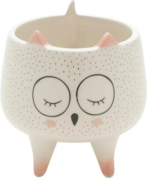 Cachepot Vaso Decorativo de Cerâmica Coruja Sleeping Owl
