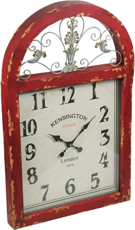 Relógio Janela London Retrô Vermelho c/ Efeito Shabby Chic em Madeira