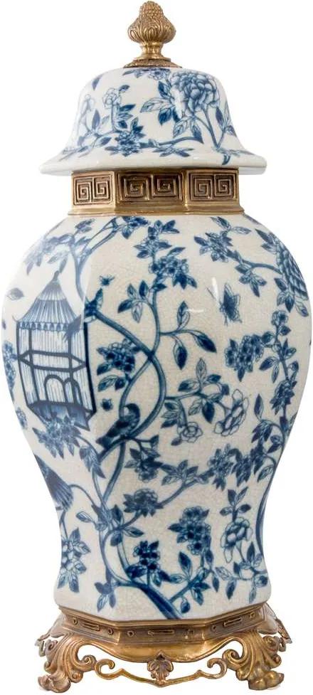 Vaso de Porcelana e Bronze V - Blue White