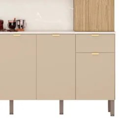 Cozinha Compacta 8 Portas 161cm Soul Z06 Freijó/Vanilla - Mpozenato