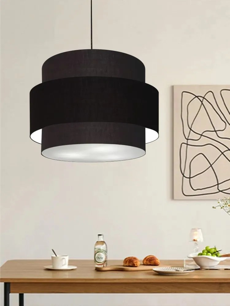 Lustre Sala de Jantar Com Desvio Vivare Md-4399 Cúpula em Tecido 50cm