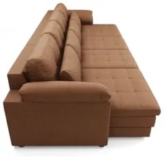 Sofá Retrátil 5 Lugares Para Sala 414cm Dijon Couro Mel S07 - Mpozenat