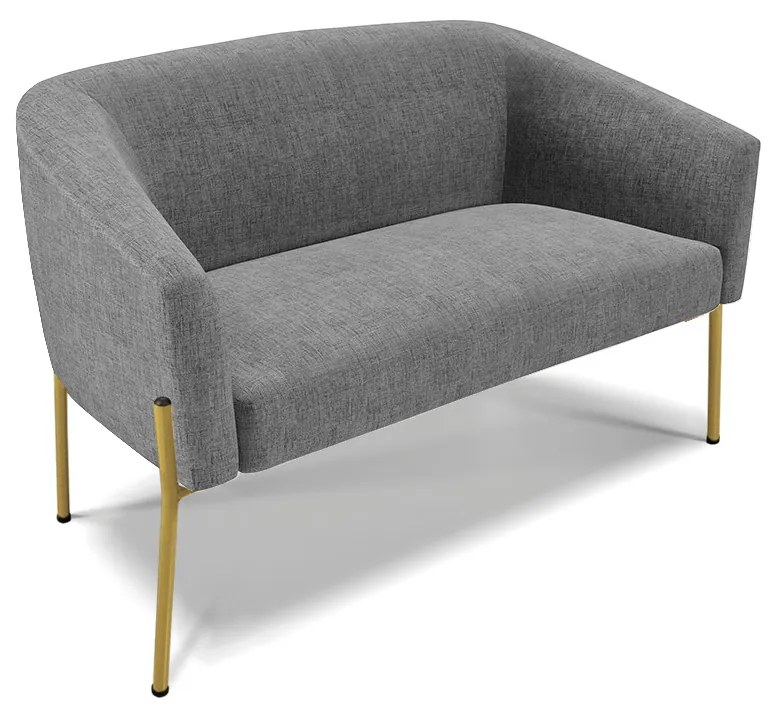 Namoradeira e 2 Poltronas Pé de Ferro Dourado Stella Linho Grafite D03 - D'Rossi