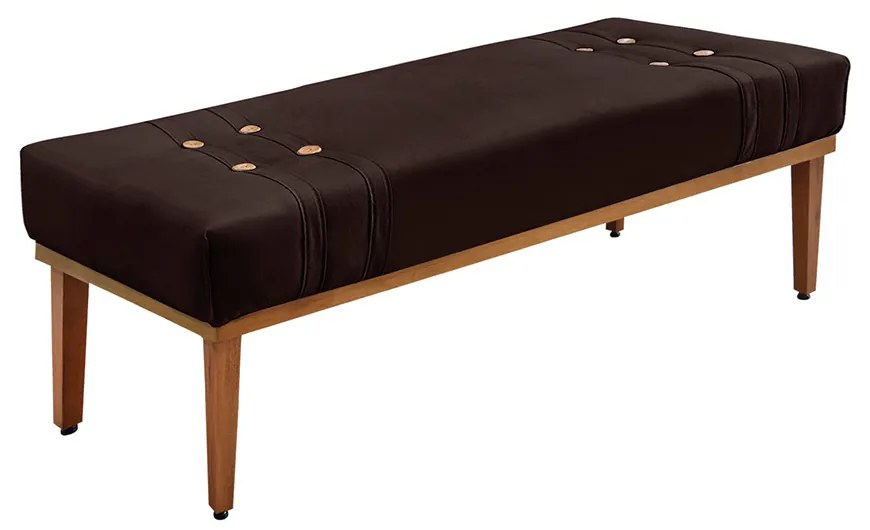 Divã Recamier Banco Base Madeira para Quarto Gênova 140cm Suede Café S04 - D'Rossi