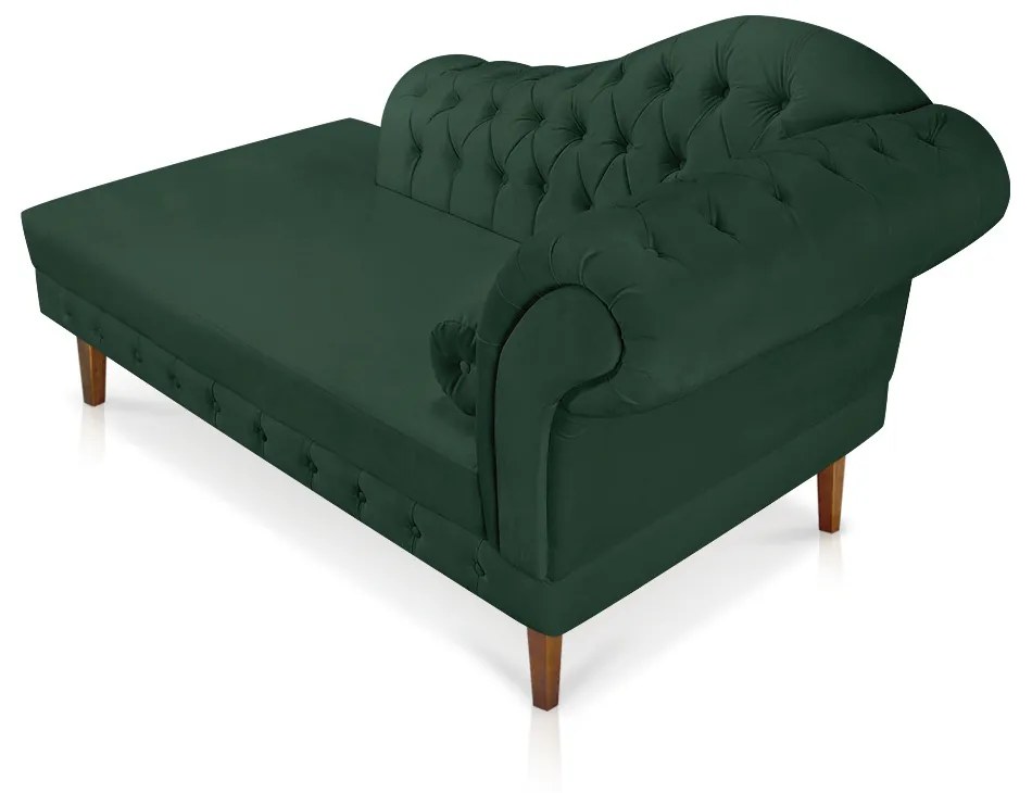 Divã Recamier Capitonê Mônaco 165 cm Suede Pés Chanfrado - D'Rossi - Verde