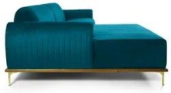 Sofá 320cm 5 Lugares com Chaise Esquerdo Pés Gold Molino C-66 Veludo T