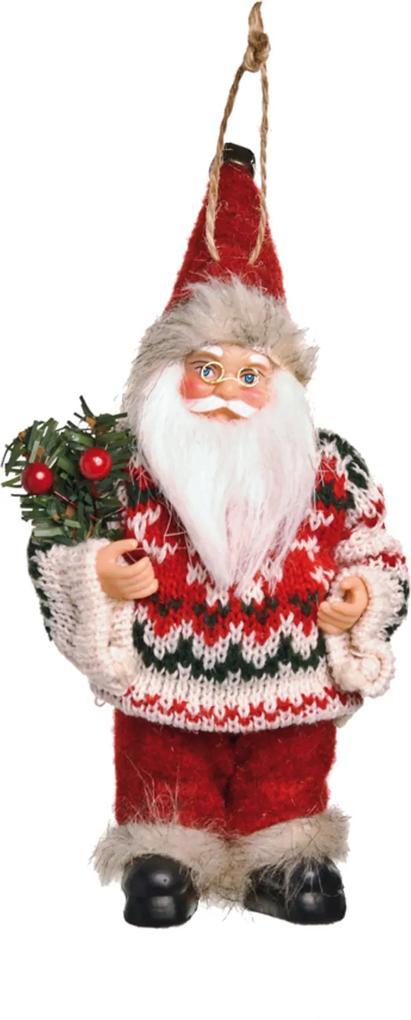 Boneco de Papai Noel Segurando Pinheiro e Candy Cane 20cm