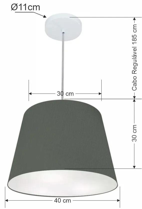 Lustre Pendente Cone Md-4155 Cúpula em Tecido 30/40x30cm Cinza Escuro - Bivolt