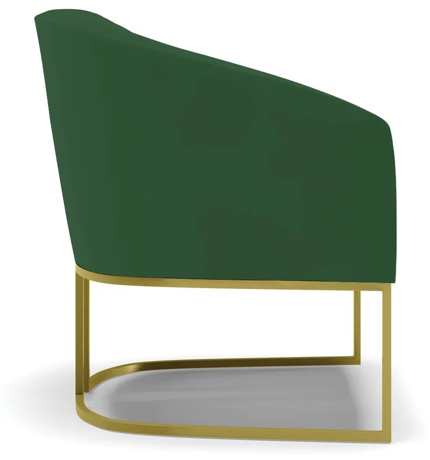 Poltrona Decorativa Industrial Dourado kit 2 Stella Veludo D03 - D'Rossi - Verde