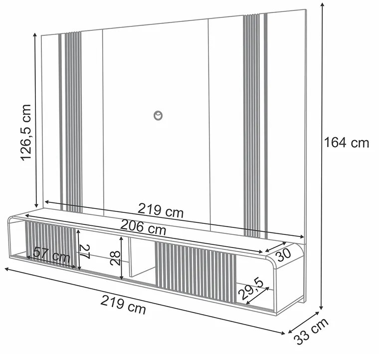 Home Suspenso Decorativo Empire MDF/MDP c/LED para TV até 85 Polegadas Cinamomo/Off White G26 - HB Móveis