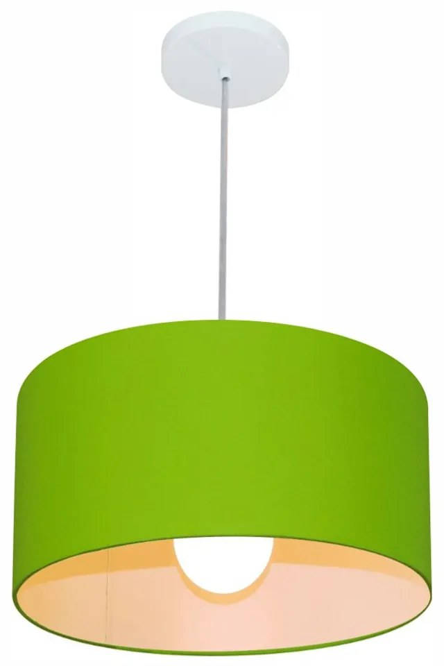 Lustre Pendente Cilíndrico Md-4146 Cúpula em Tecido 40x30cm Verde Limão - Bivolt