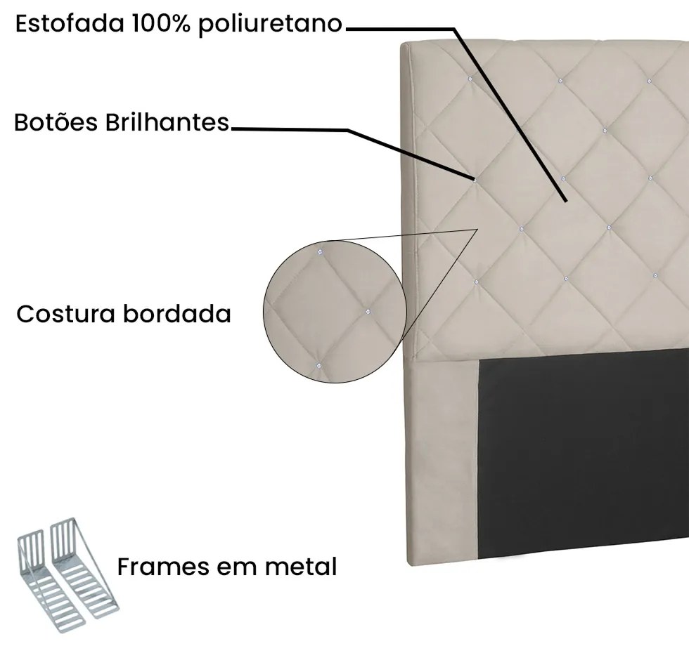 Cabeceira Tania Para Cama Box Solteiro 90 cm Suede - D'Rossi - Bege