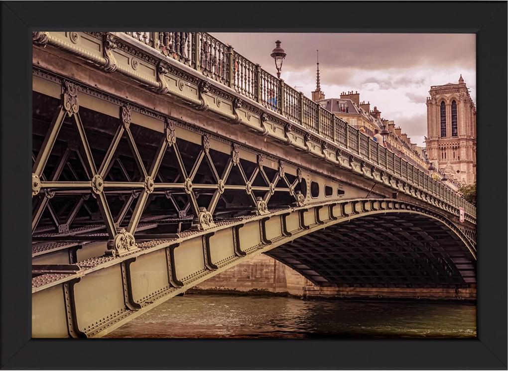 Quadro Foto Paris Ponte Moldura Preta 33x43cm