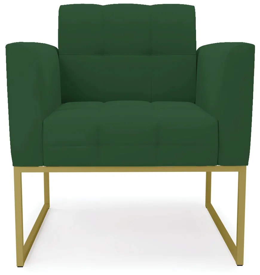 Poltrona Elisa Veludo Base Metálica Industrial Dourado - D'Rossi - Verde