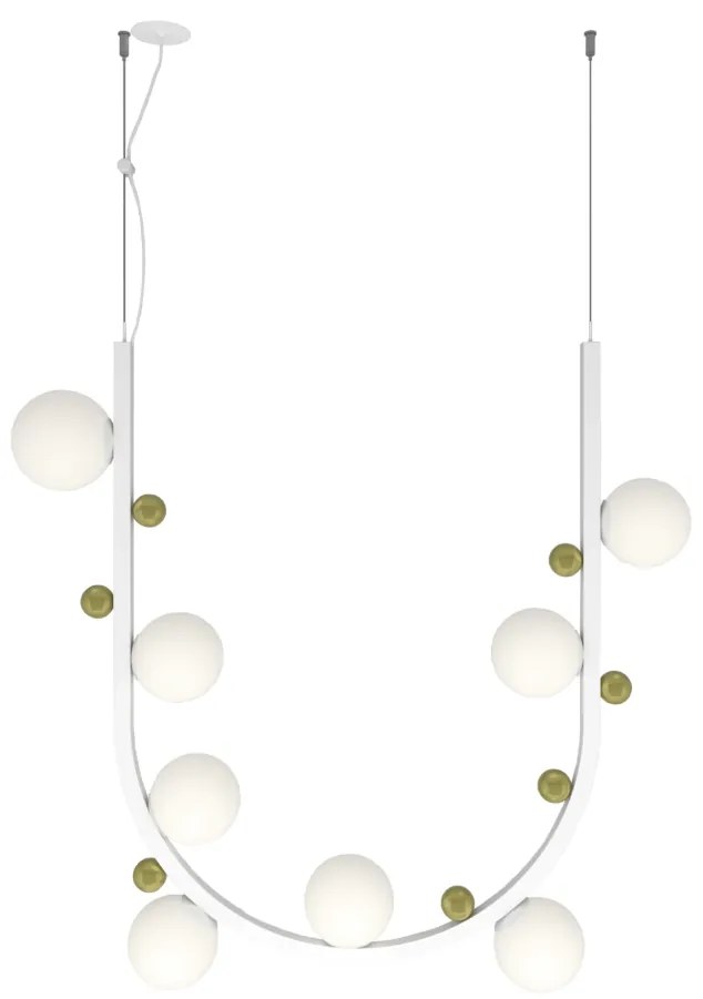 Pendente Aliança Arco Vertical 24X82X82Cm 08Xg9 Globo 10Cm - Usina 900... (CB-V - Cobre Escovado Verniz, Branco (Fosco))