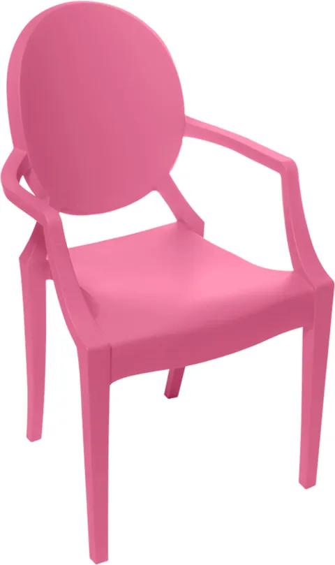 Cadeira Louis Ghost Kids Beta Com Braço Rosa