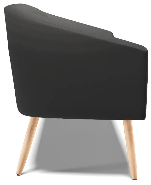 Sofá 2 Lugares Namoradeira Pé Palito Natural Stella Sintético D03 - D'Rossi - Preto