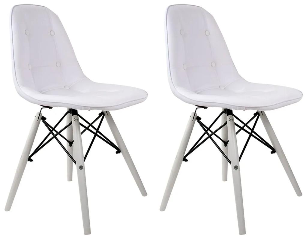 Conjunto 2 Cadeiras Botonê Branca Com Pé Branco DSW - Empório Tiffany