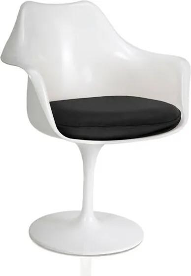 Cadeira Saarinen com Braço Branca Almofada Preta