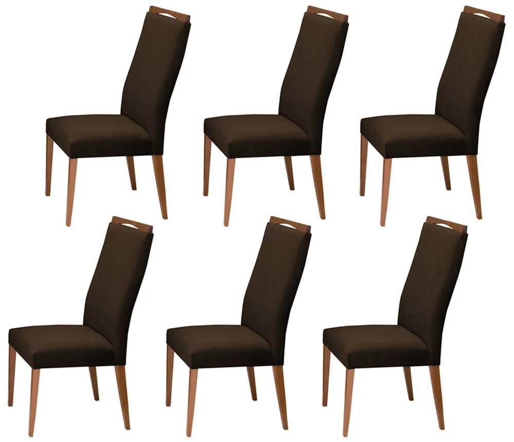 Conjunto 6 Cadeira Decorativa Lívia Aveludado Marrom