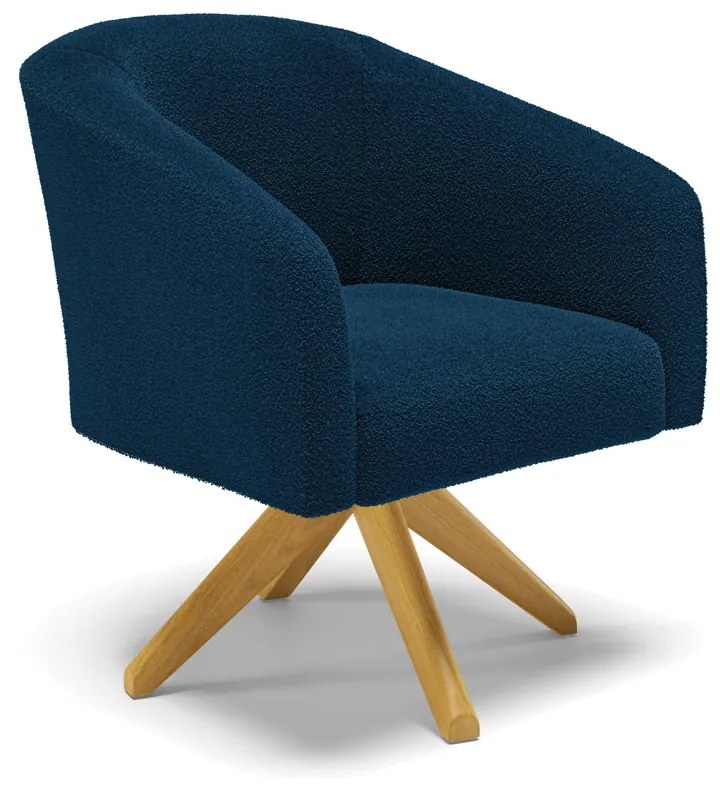 Poltrona Decorativa Giratória MA30 Stella Bouclê Azul - D'Rossi