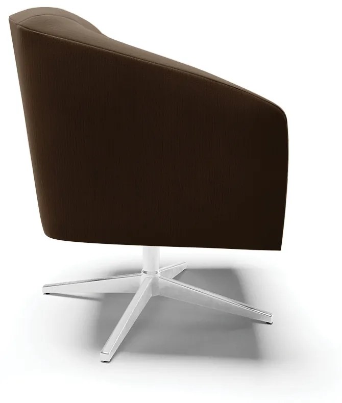 Poltrona Decorativa Giratória Cromada Stella Suede D03 - D'Rossi - Marrom