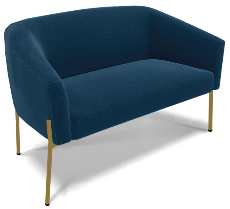 Sofá 2 Lugares Namoradeira Pé de Ferro Dourado Stella Bouclê D03 - D'Rossi - Azul
