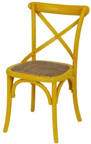 Cadeira Katrina Amarela Laqueada com Assento Rattan  - 30750 Sun House
