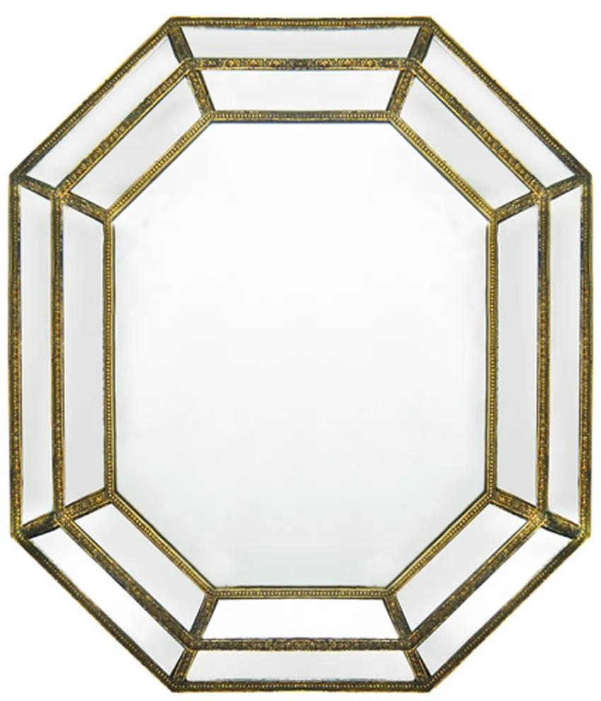 Espelho Pequeno com Moldura Dourada Octagonal
