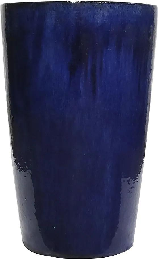 Vaso Vietnamita Cerâmica Importado Cone Alto Grande Azul D50cm x A76cm