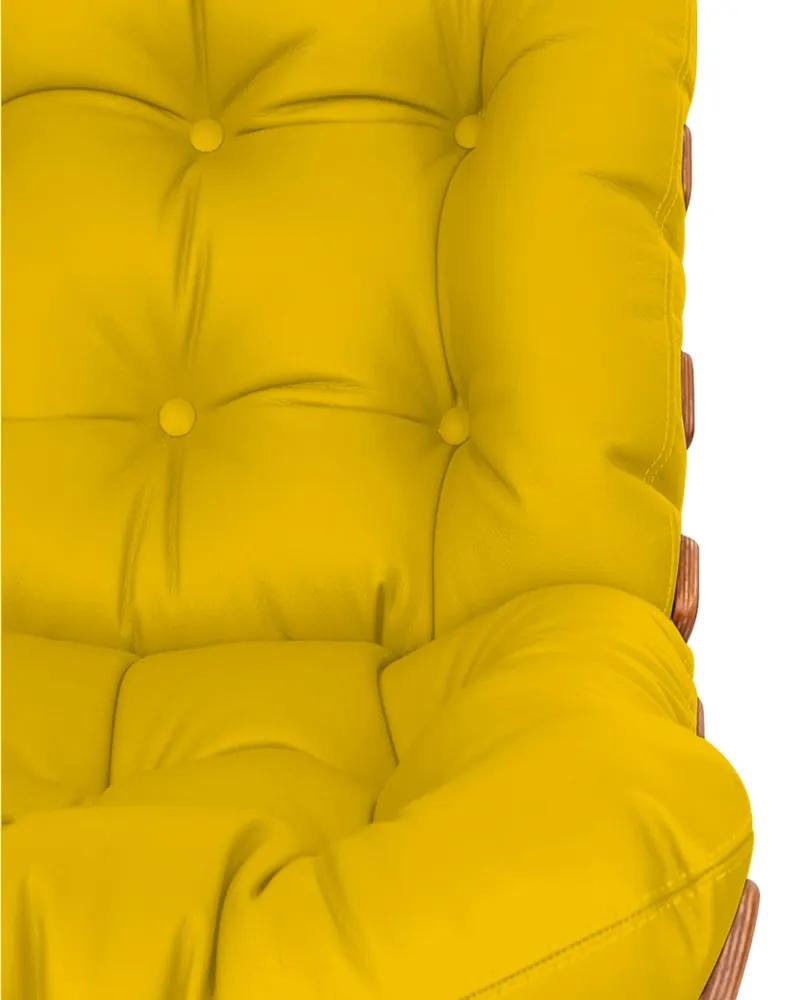 Poltrona Decorativa Costela Base Fixa Corano Amarelo - ADJ Decor