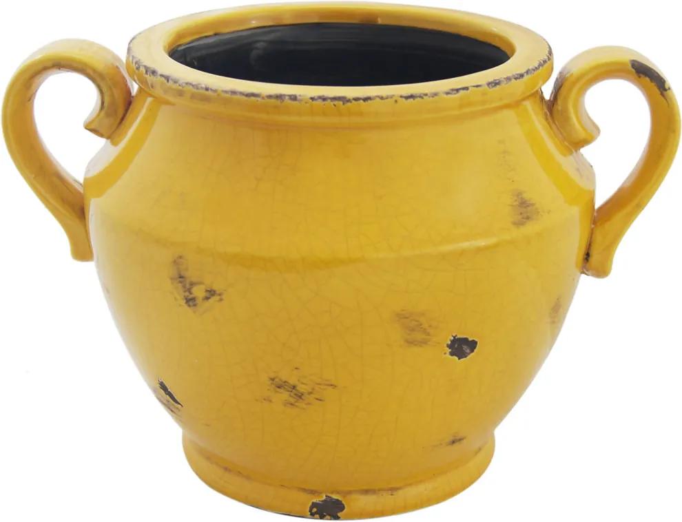 Cachepot em Cerâmica Amarelo - 21x31cm