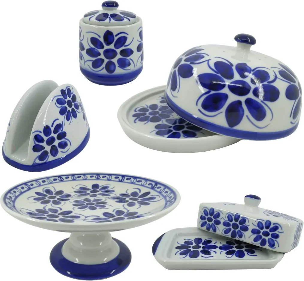 Jogo de Travessas em Porcelana Azul Colonial 4 peças, Compre Online