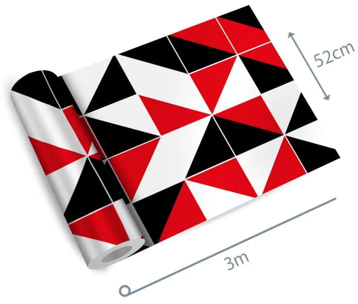 Papel de parede geométrico vermelho preto e branco