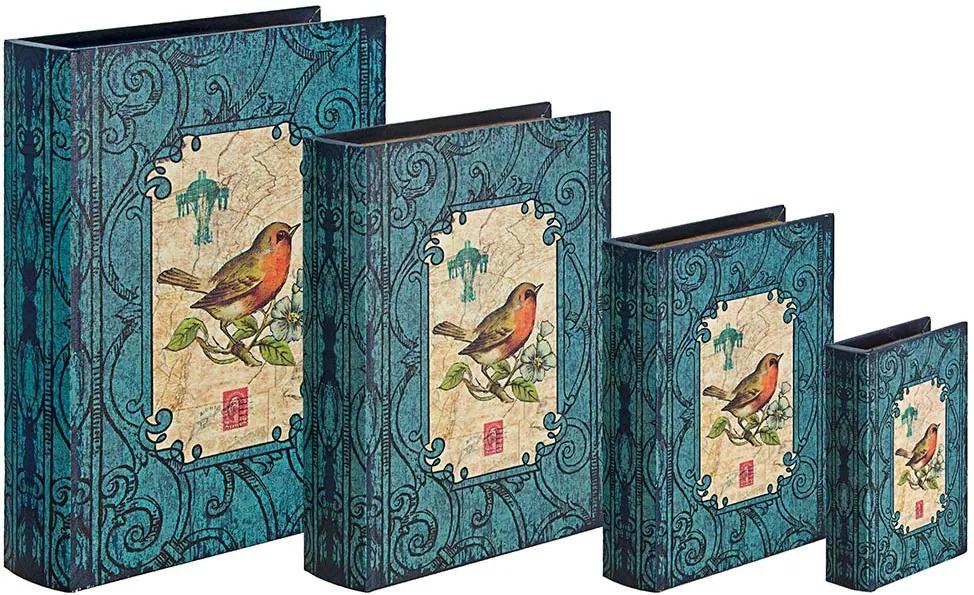 Conjunto Book Box 4 Peças Arabesco com Pássaro Oldway - 37x27 cm