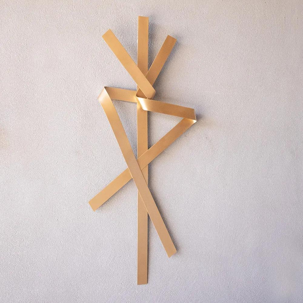 Escultura Decorativa Artesanal Vertical Dourado 1,20m - D'Rossi